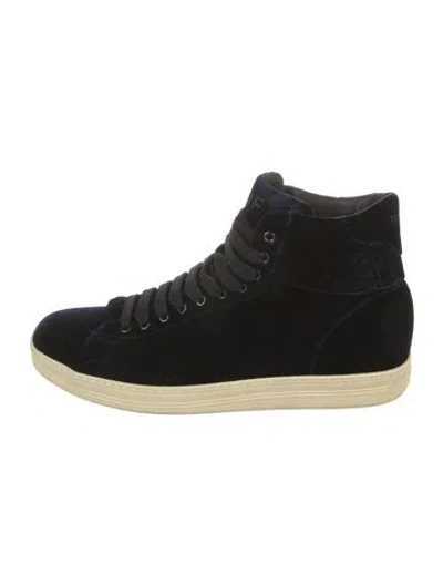 Pre-owned Tom Ford Velvet Sneakers In Black