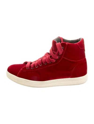 Pre-owned Tom Ford Velvet Sneakers In Red