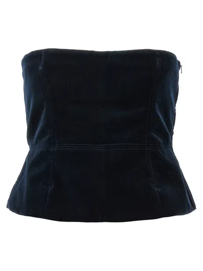 Tom Ford Velvet Strapless Top In Navy