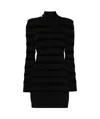 Tom Ford Velvet Stripe Long Sleeve Knit Minidress In Black