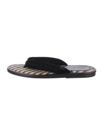 Pre-owned Tom Ford Velvet Striped Flip Flops In Black