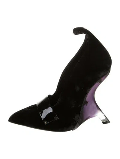 Pre-owned Tom Ford Velvet Studded Accents Mules In Black