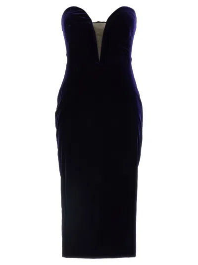 Tom Ford Velvet Sweetheart Dress In Navy