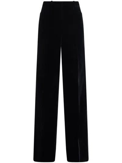 Tom Ford Velvet Tailored Boot Cut Trousers In Black