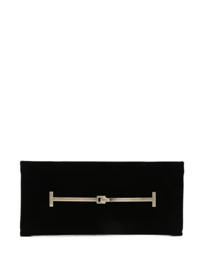 Tom Ford Velvet T-bar Clutch Bag In Black