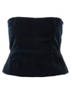 Tom Ford Velvet Strapless Top Fitted Silhouette In Blue