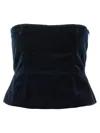 Tom Ford Velvet Strapless Top Fitted Silhouette In Blue