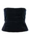Tom Ford Velvet Strapless Top Fitted Silhouette In Blue