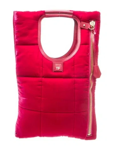 Pre-owned Tom Ford Velvet Top Handle Bag In Red