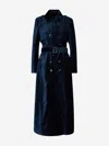 Tom Ford Long Blue Trench Coat With Matching Belt In Velvet Woman In Includes Adjustable Belt