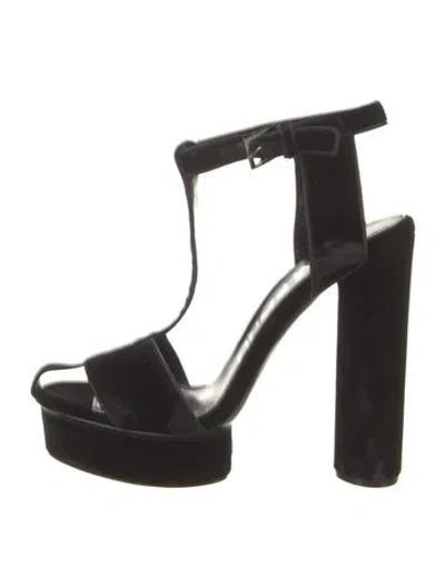Pre-owned Tom Ford Velvet T-strap Sandals In Black