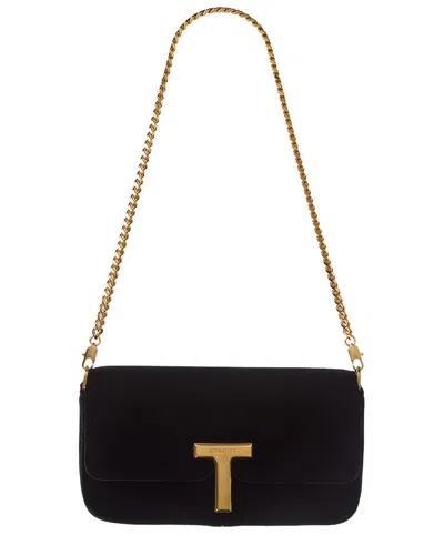 Tom Ford Velvet Wallet On Chain In Black