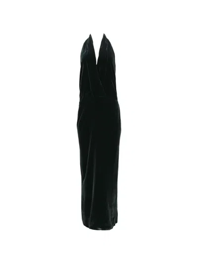 Tom Ford Velvet-texture Halterneck Fitted Maxi Dress In Black
