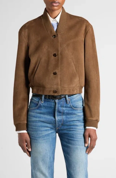 Tom Ford Velvety Suede Jacket In Brown