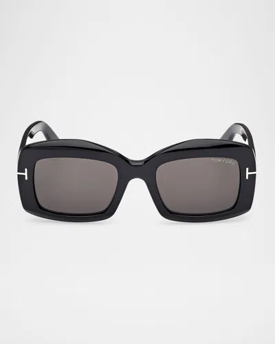 Tom Ford Brigitta Rectangle Acetate Sunglasses In Black