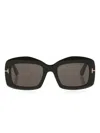 Tom Ford Womens Black Tr001992 Venetia Rectangle-frame Acetate Sunglasses In Black