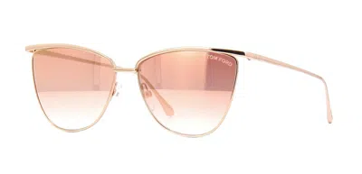 Pre-owned Tom Ford Veronica Ft 0684 Rose Gold/brown Gold Shaded Mirror (33t) Sunglasses In Pink