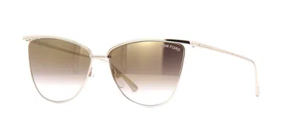 Pre-owned Tom Ford Veronica Ft 0684 Rose Gold/brown Shaded Silver Mirror (28g) Sunglasses