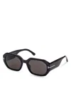 Tom Ford Rectangle Full Rim, With A Black Frame And Smoke Lens. In Black