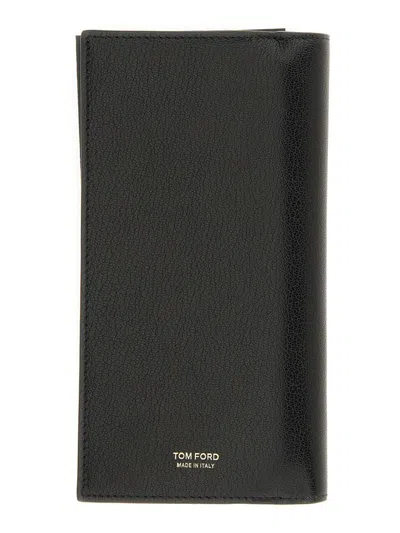 Tom Ford Vertical Leather Wallet In Black