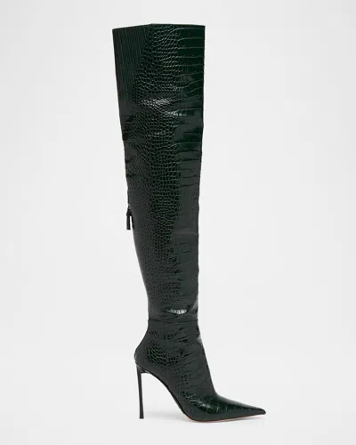 Tom Ford Vertigo 105 Croc-effect Leather Knee Boots In Animal Print