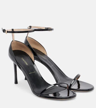 Tom Ford Vertigo Patent Leather Sandals In Black