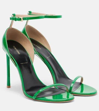 Tom Ford Patent Leather Vertigo Heeled Sandals 85 In Green