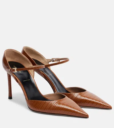 Tom Ford Vertigo Snake-effect Leather Pumps In Brown