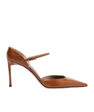 Tom Ford Vertigo Snake-effect Leather Pumps In Brown