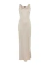 Tom Ford Taupe Halterneck Knit Evening Maxi Dress In Silver