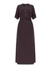 Tom Ford Whitney Chain Stripe Belted Satin Shirtdress In Brown