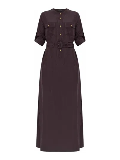 TOM FORD VESTIDO MIDI - MARRÓN