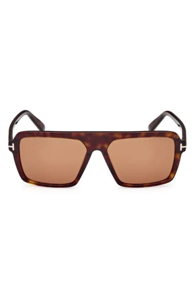 Tom Ford Vincent 56mm Pilot Sunglasses In Red