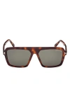 Tom Ford Vincent 56mm Pilot Sunglasses In Shiny Classic Havana/green