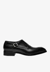 Tom Ford Vincent Leather Brogue Single Monk Strap In Black