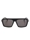 Tom Ford Oversized Rectangular Acetate Sunglasses With Metallic Accents In Brown