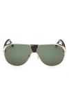 Tom Ford Men's Vincenzo 64mm Pilot Sunglasses In Shiny Rose Gold Green