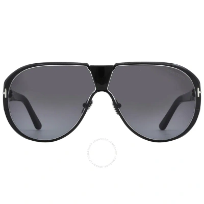Tom Ford Vincenzo Smoke Gradient Pilot Men's Sunglasses Ft1072 01b 64 In Black