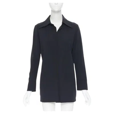 Pre-owned Tom Ford Vintage Gucci  1996 Black Rayon Nylon Wide Collar Casual Long Shirt It38