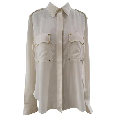 Pre-owned Tom Ford Vintage Women's Off White Shirt With Gold Tone Studs, Size M