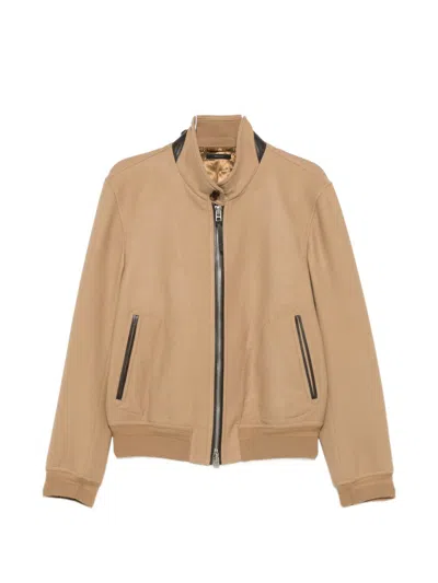 Tom Ford Virgin Wool And Silk Jacket In Brown