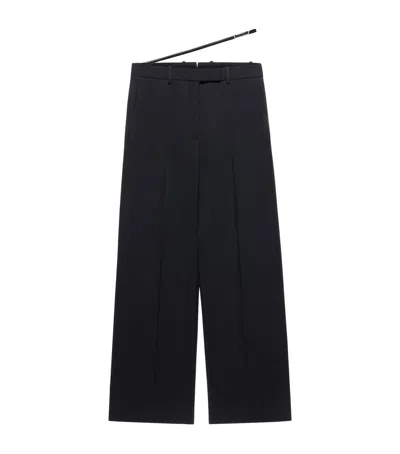 Tom Ford Virgin Wool Belted Trousers In Black