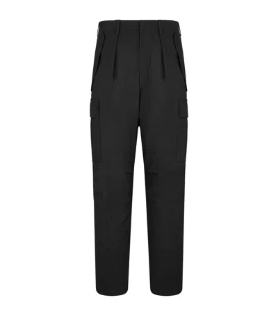 Tom Ford Virgin Wool-blend Cargo Trousers In Black