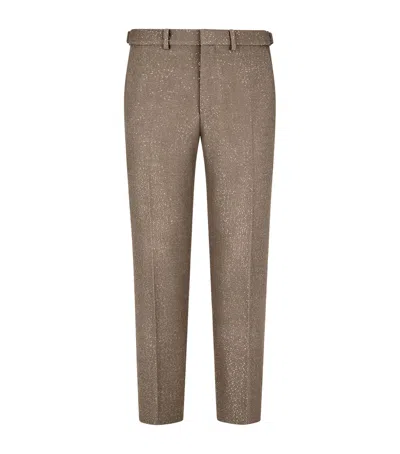 Tom Ford Virgin Wool-blend Dyllan Trousers In Brown