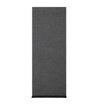 Tom Ford Virgin Wool-cashmere Herringbone Day Scarf In Grey