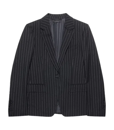 Tom Ford Virgin Wool Embellished-stripe Blazer In Black