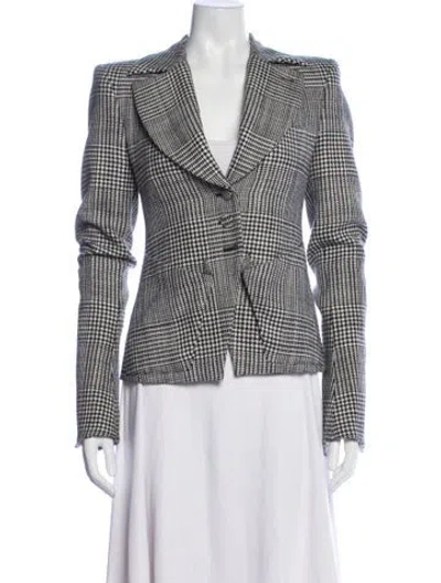 Pre-owned Tom Ford Virgin Wool Houndstooth Print Blazer In Multi