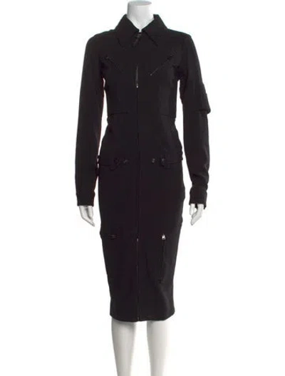 Pre-owned Tom Ford Virgin Wool Knee-length Dress In Black