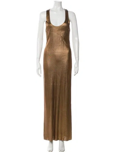 Pre-owned Tom Ford Virgin Wool Long Dress In Brown