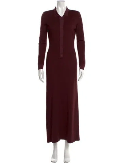 Pre-owned Tom Ford Virgin Wool Long Dress In Burgundy